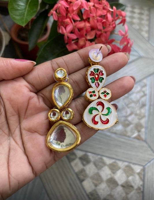 Minakari kundan drop earring