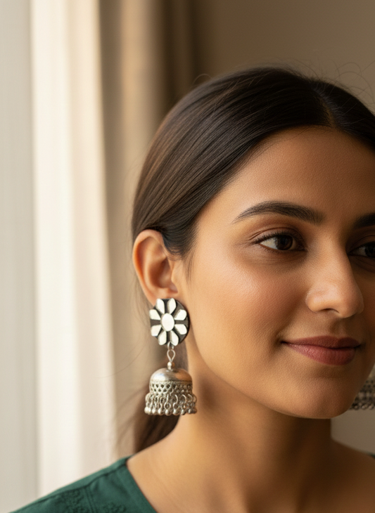 Mirror work jhumka earring