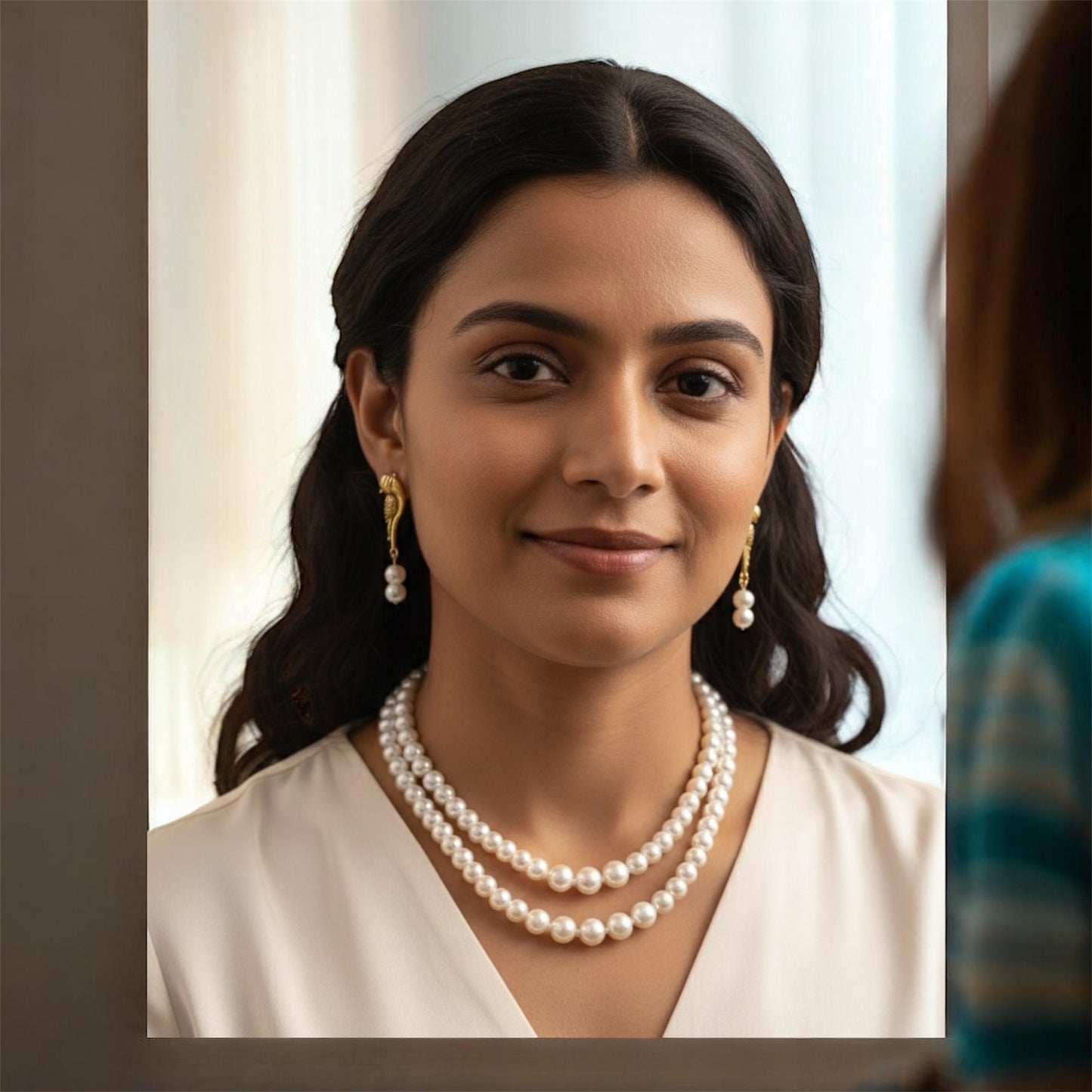 Beautiful double layered pearl necklace