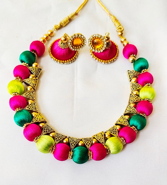 Silk thread Multi coloured cho