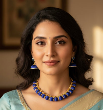 Silk thread single colour choker set