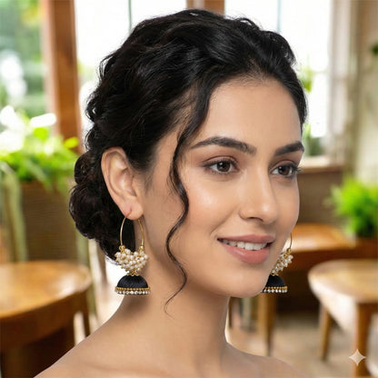 Silk thread punjabi earring black