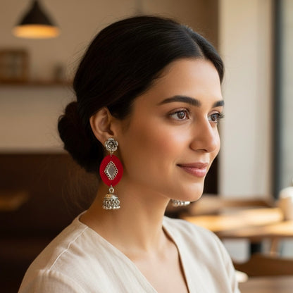 Fabric oxidised earrings