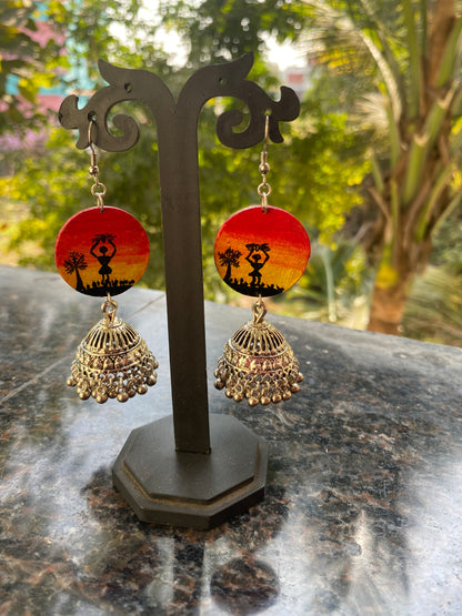 Hand painted jhumka earring