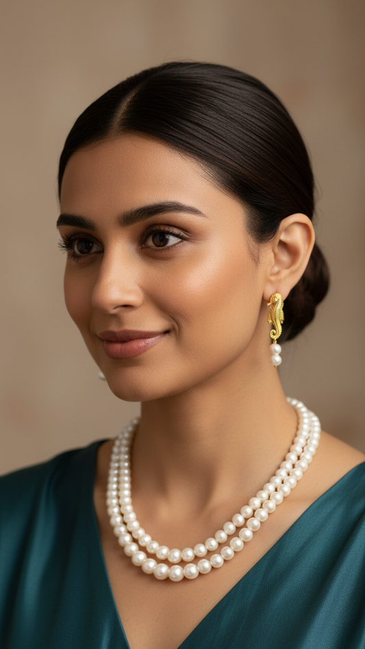 Beautiful double layered pearl necklace