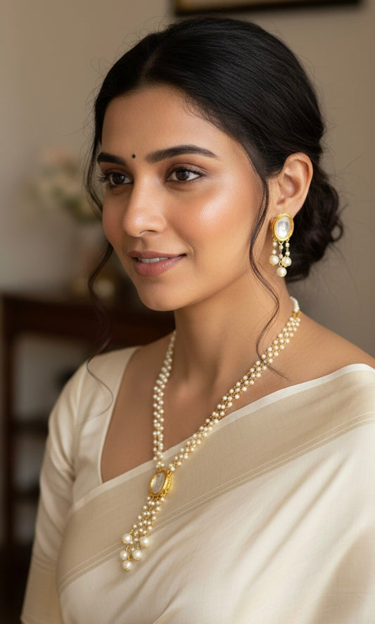 Kundan necklace with Pearl chain