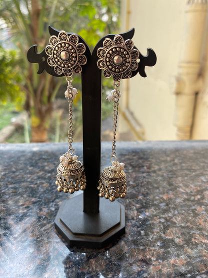 Oxidised long jhumka earring