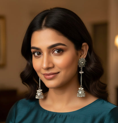 Oxidised long jhumka earring