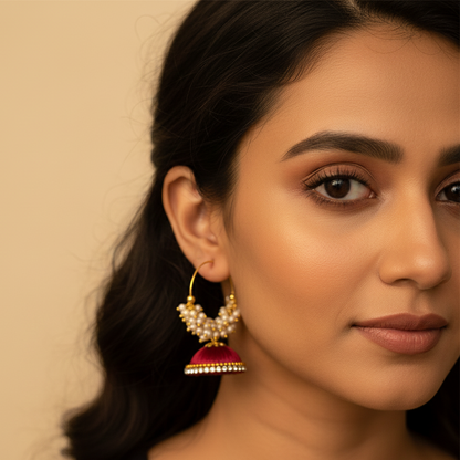 Silk thread punjabi earring marron