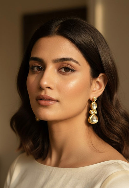 Minakari kundan drop earring