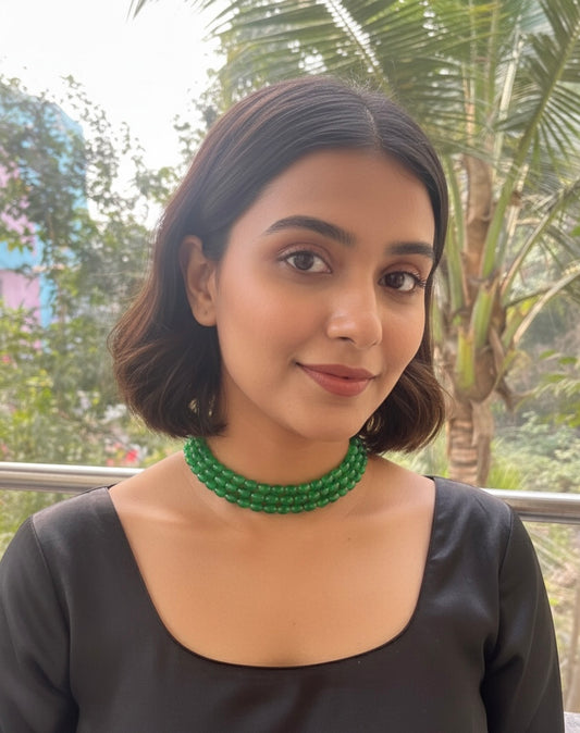 Glass bead choker (green)