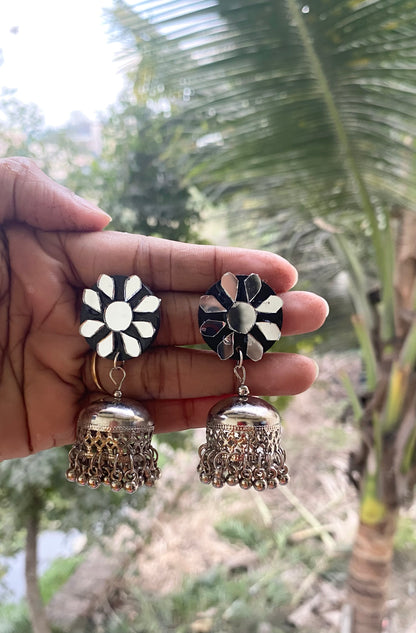 Mirror work jhumka earring