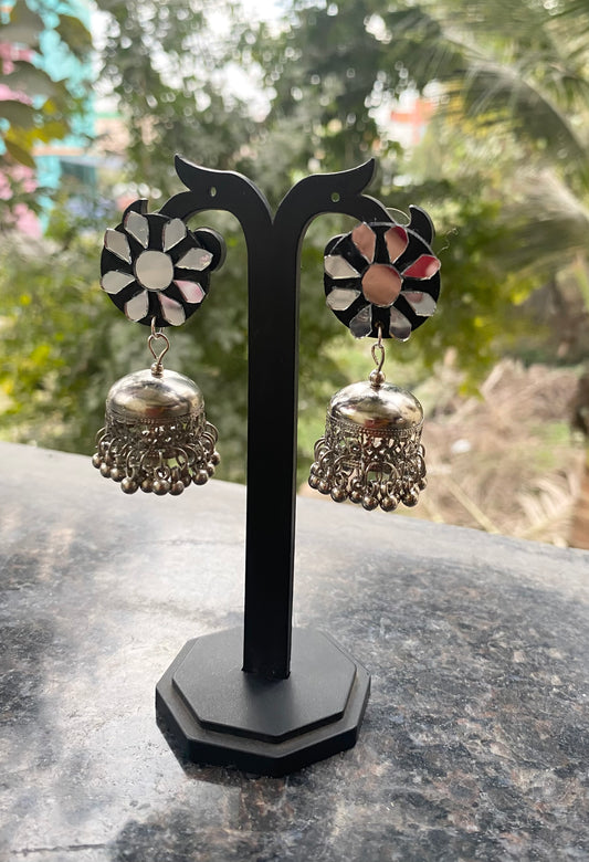 Mirror work jhumka earring