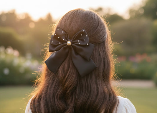 Hair bow multilayered (black)