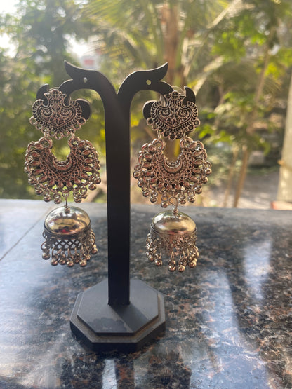 Oxidised silver jhumka earring