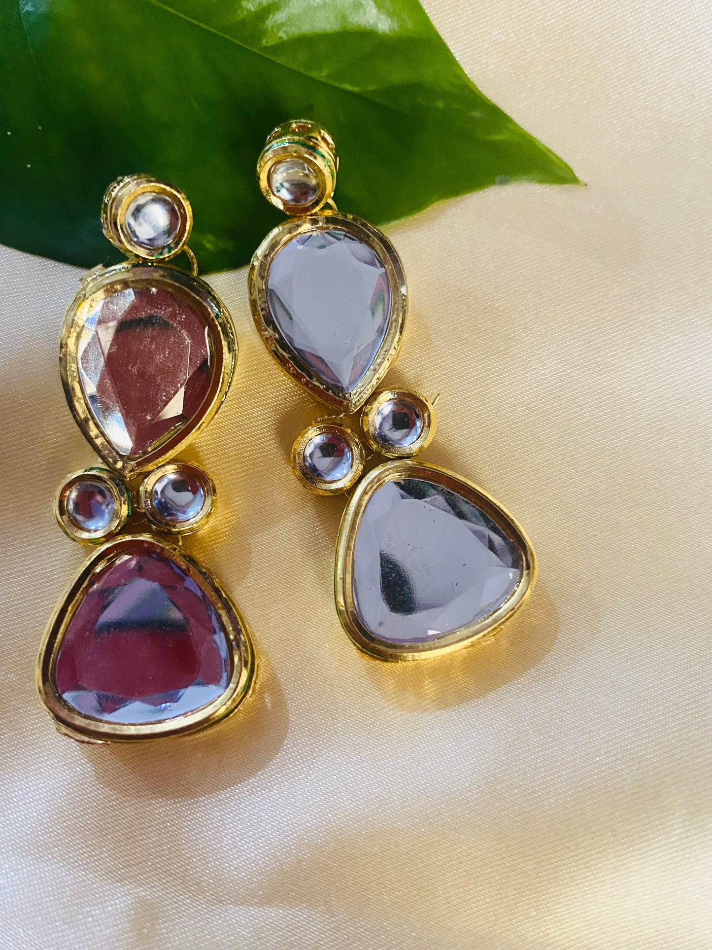 Minakari kundan drop earring