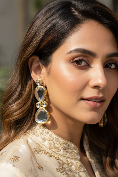 Minakari kundan drop earring