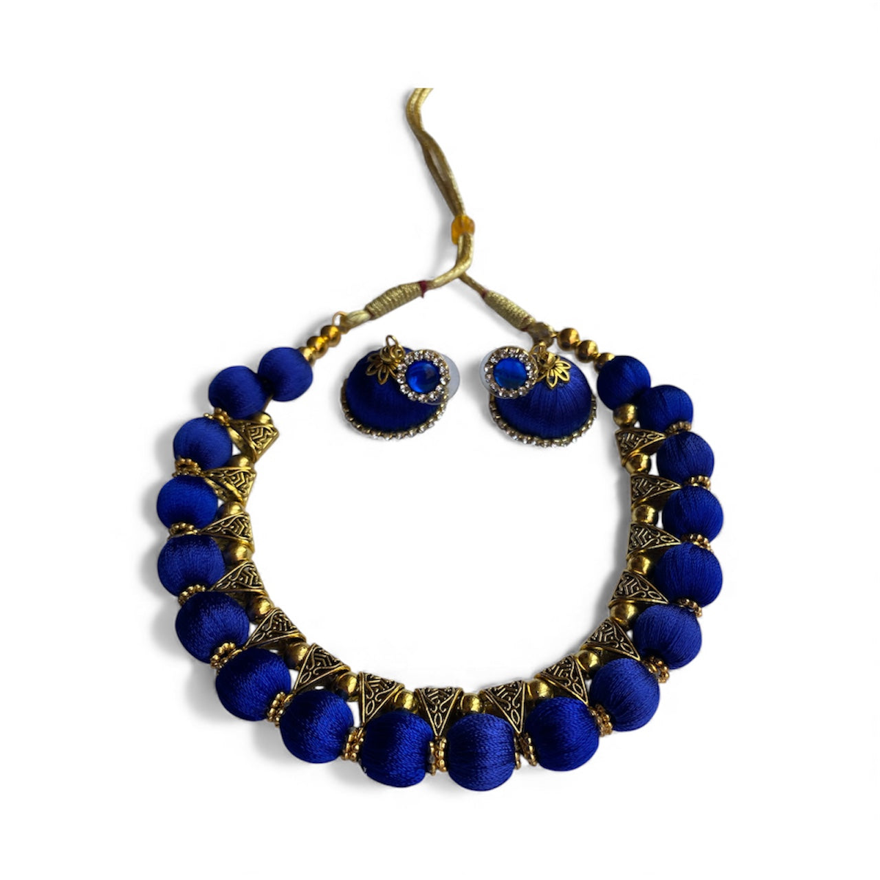 Silk thread single colour choker set