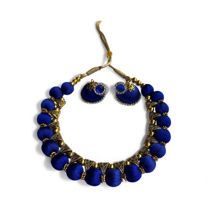 Silk thread single colour choker set