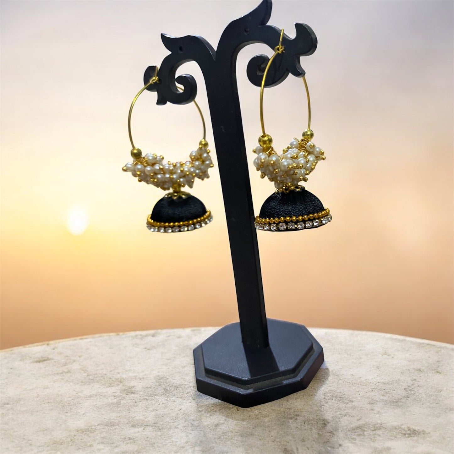 Silk thread punjabi earring black