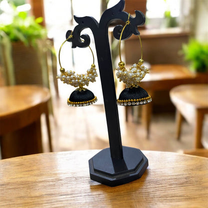 Silk thread punjabi earring black