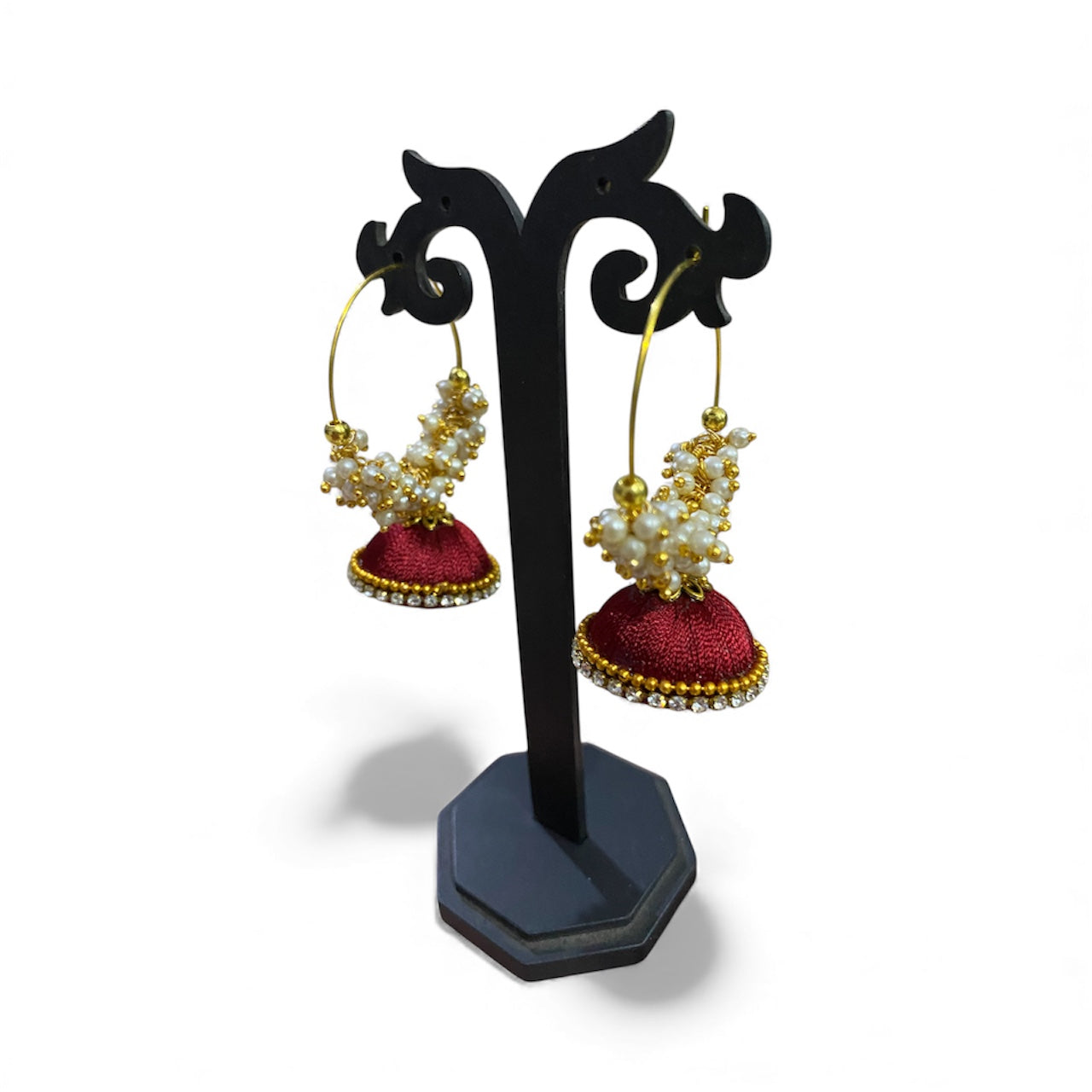 Silk thread punjabi earring marron