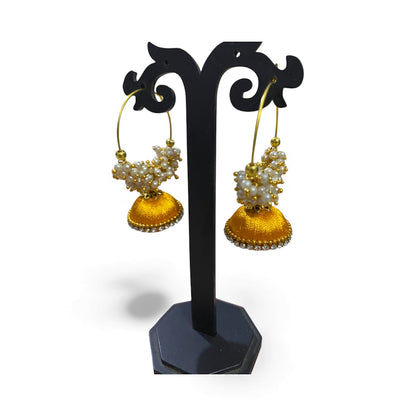 Silk thread punjabi earring yellow