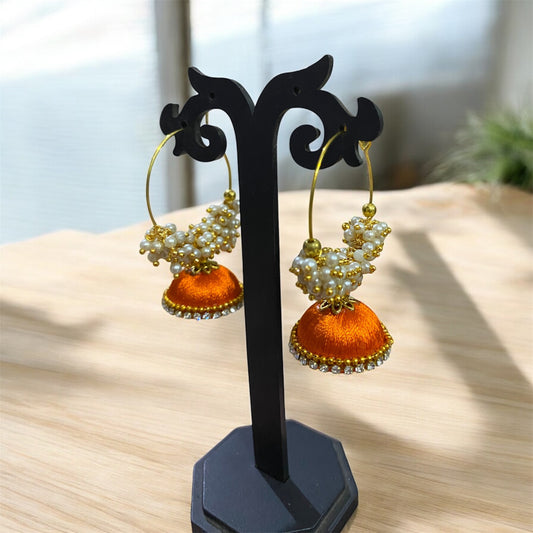 Silk thread punjabi earring yellow