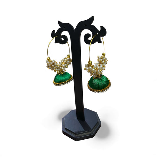 Silk thread punjabi earring green