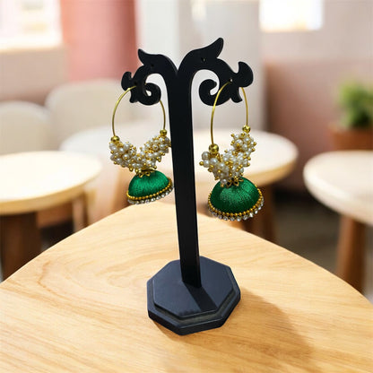 Silk thread punjabi earring green