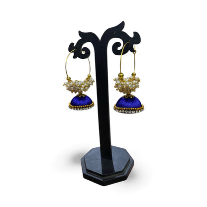 Silk thread punjabi earring blue