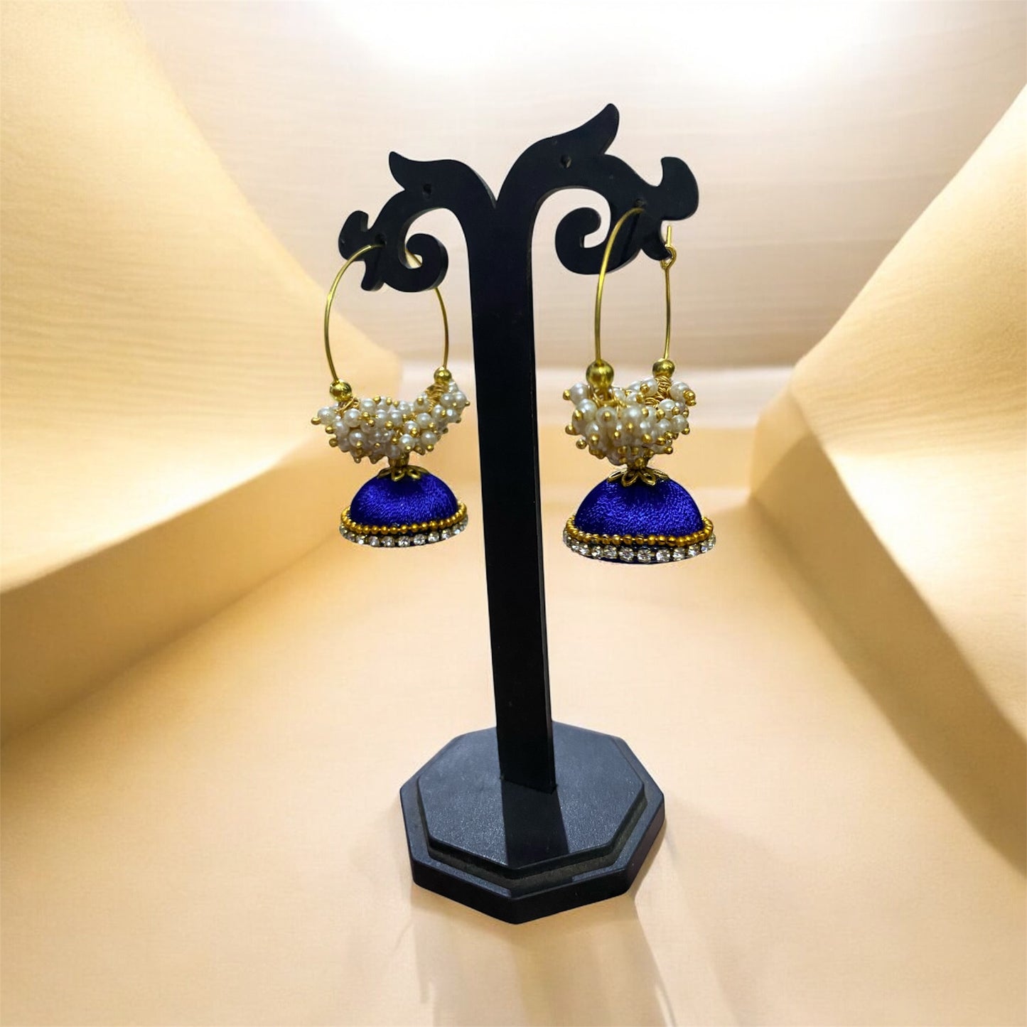 Silk thread punjabi earring blue