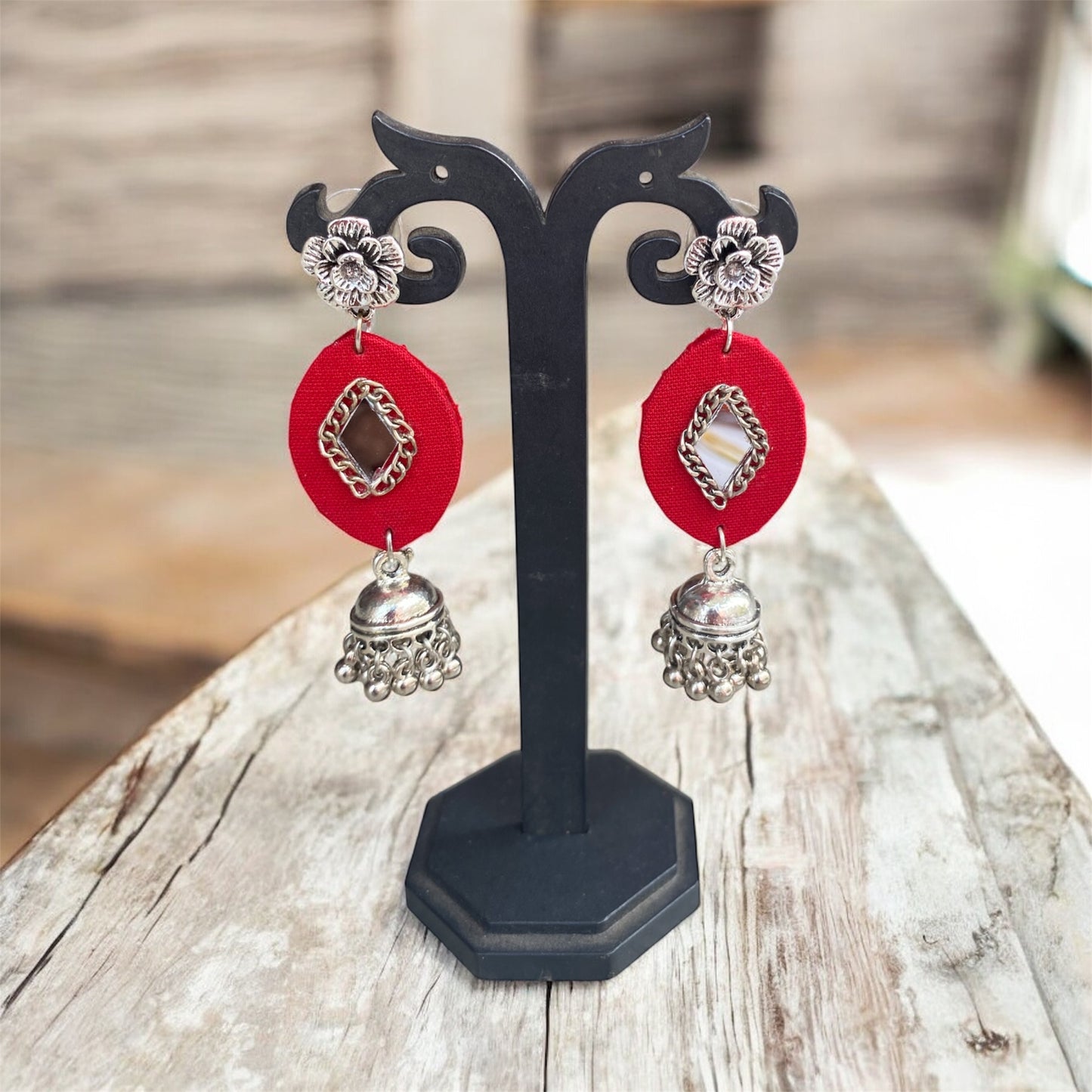 Fabric oxidised earrings