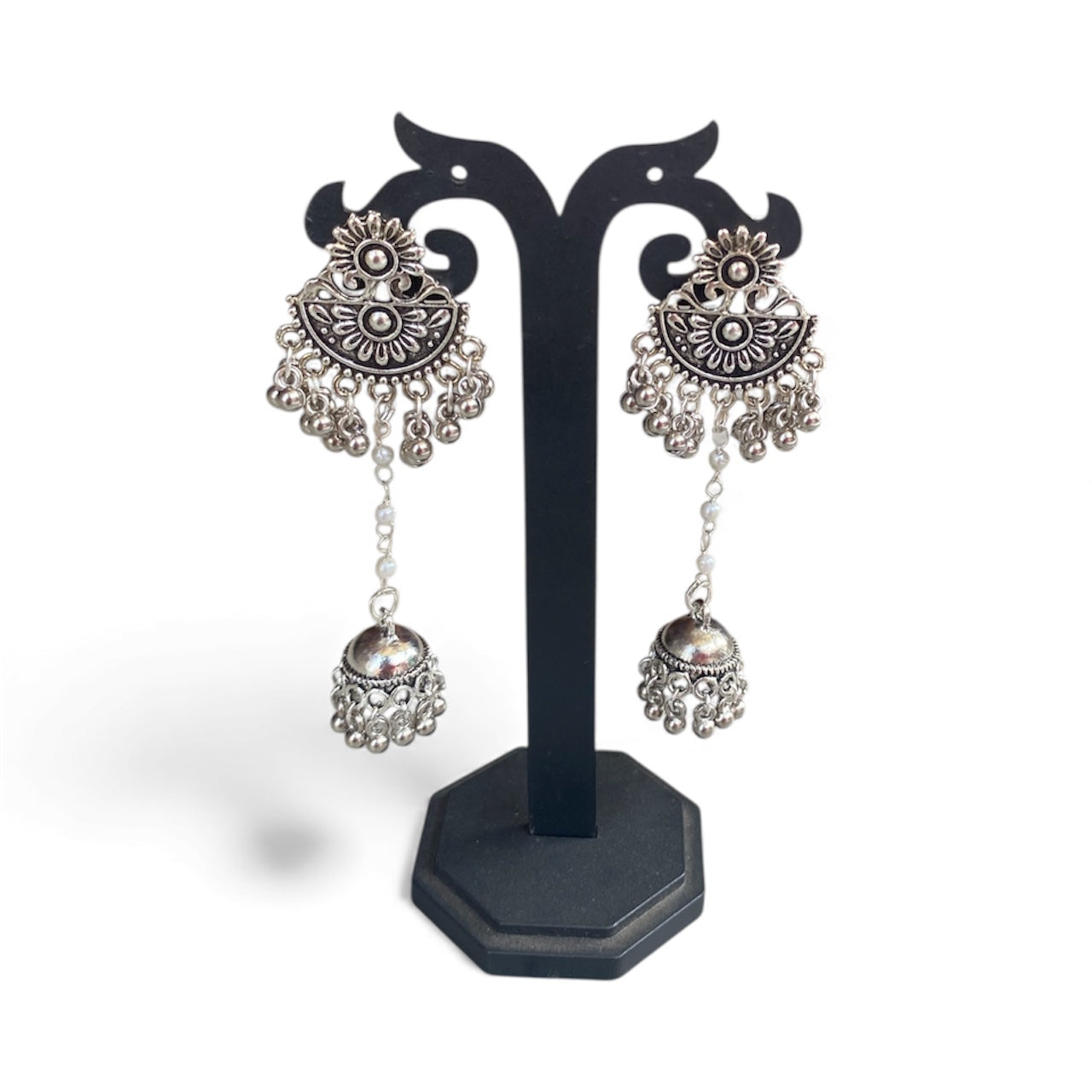 Oxidised silver earring