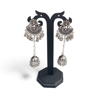 Oxidised silver earring