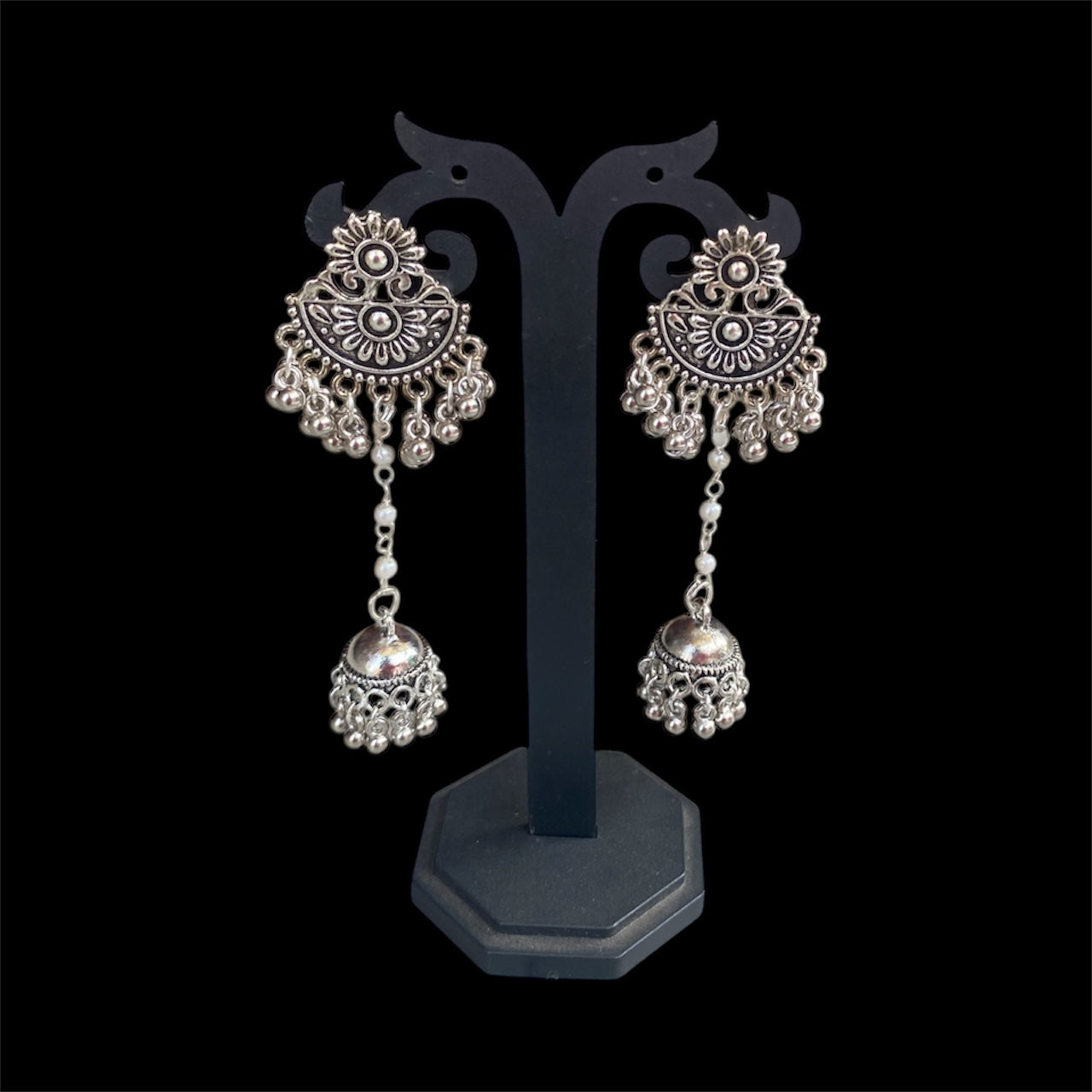 Oxidised silver earring