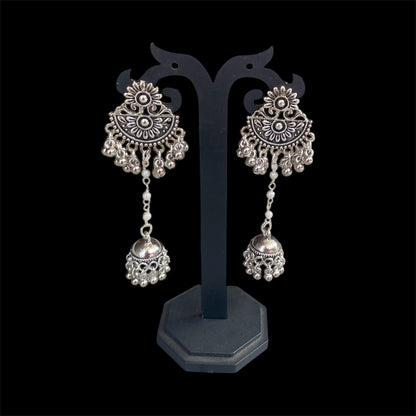 Oxidised silver earring