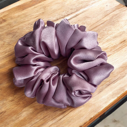 Satin scrunchies pink gray