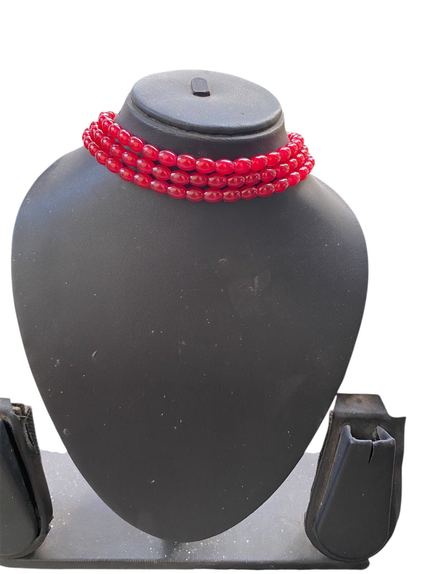 Glass bead choker (red)