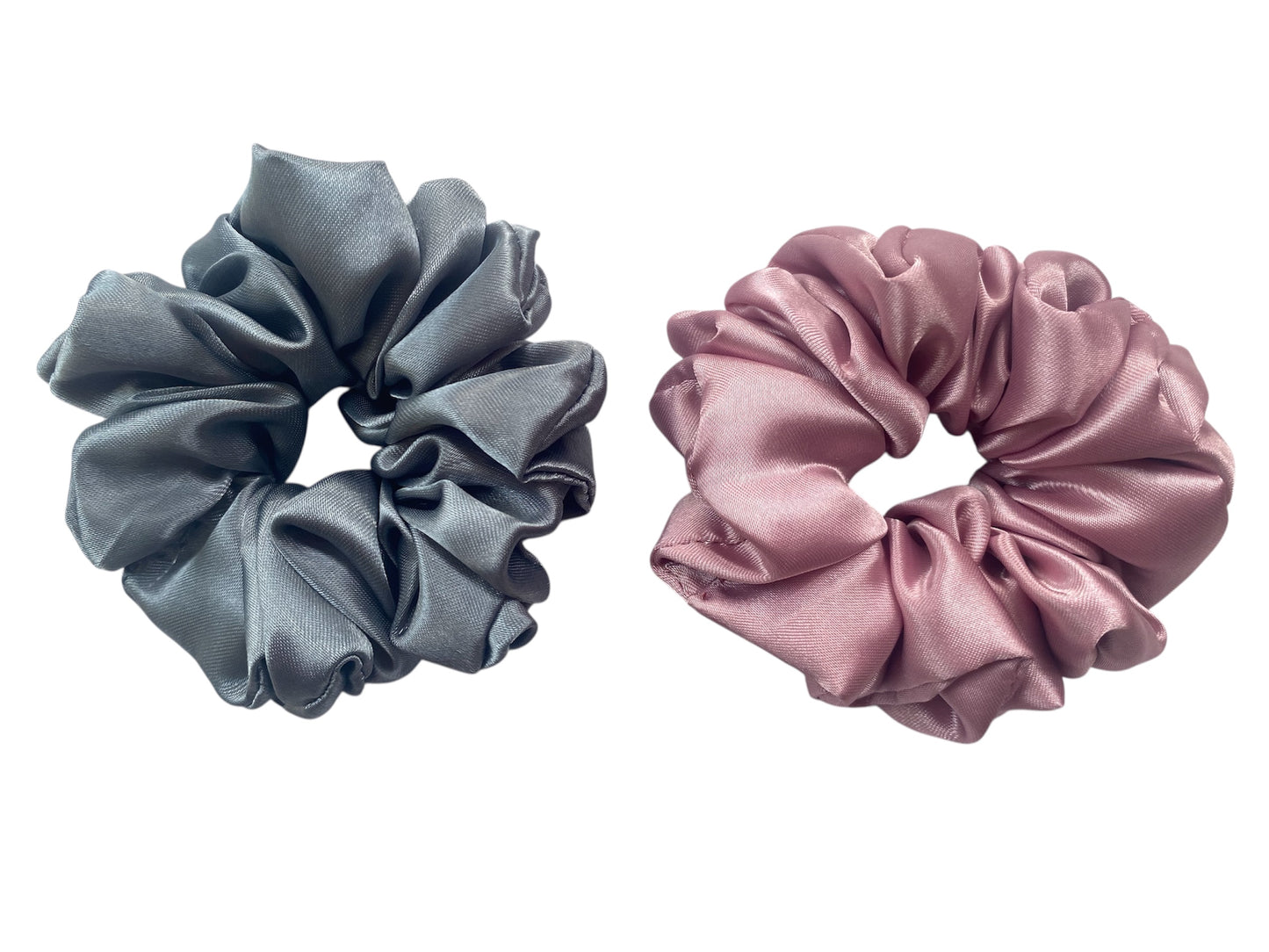 Satin scrunchies pink gray