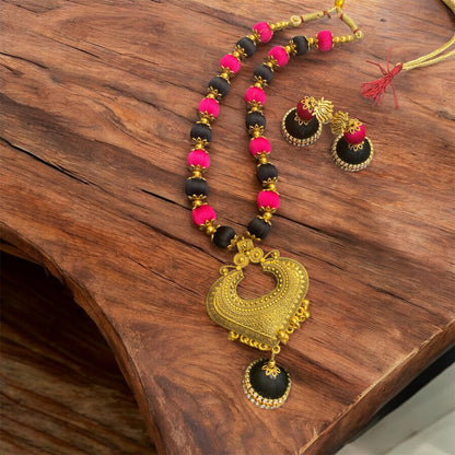 Silk thread heart shaped necklace