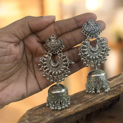 Oxidised silver jhumka earring
