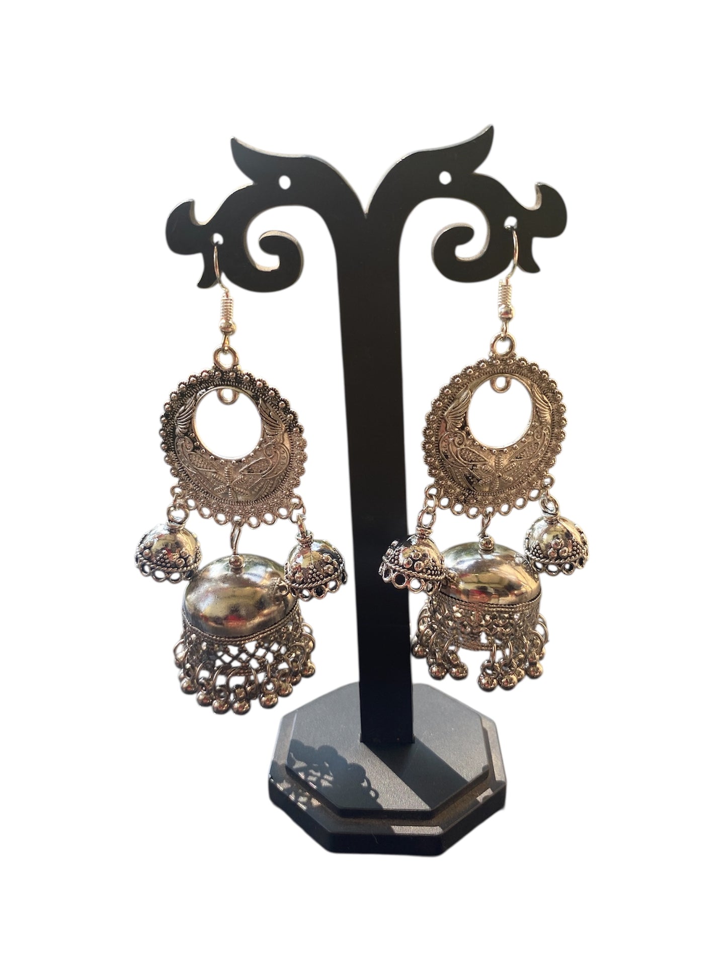 Oxidised silver chandbali earring