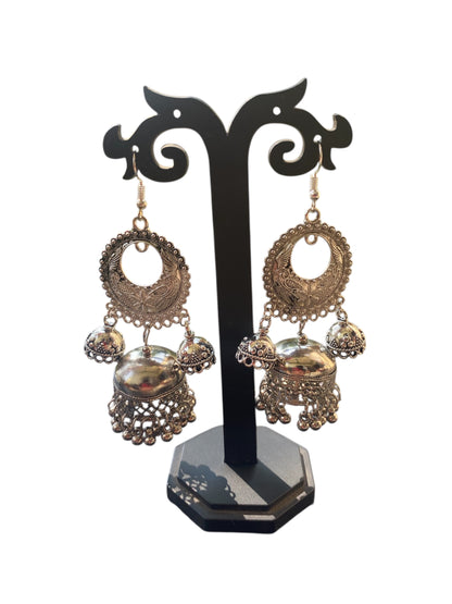 Oxidised silver chandbali earring