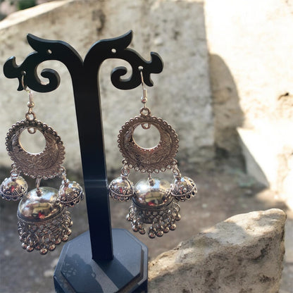 Oxidised silver chandbali earring