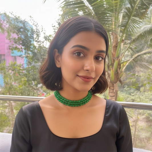 Glass bead choker (green)