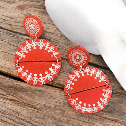 Hand painted warli art earring