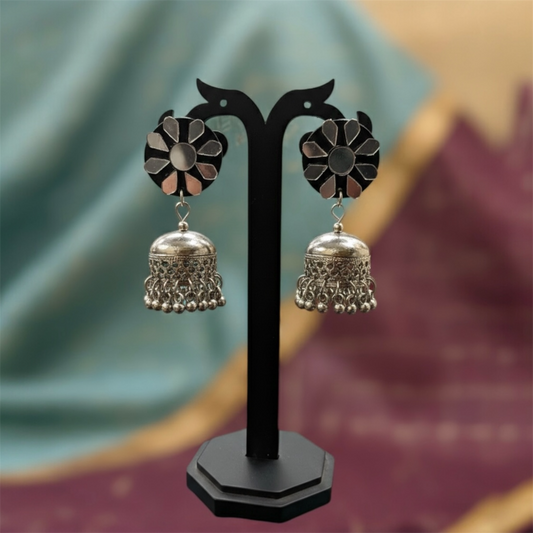 Mirror work jhumka earring