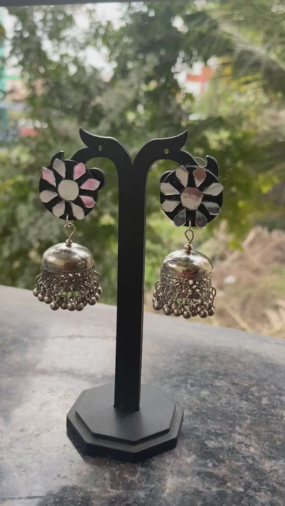 Mirror work jhumka earring
